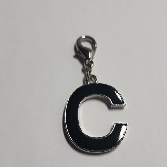 Black and Silver Letter C Bag Charm - Picture 1 of 2